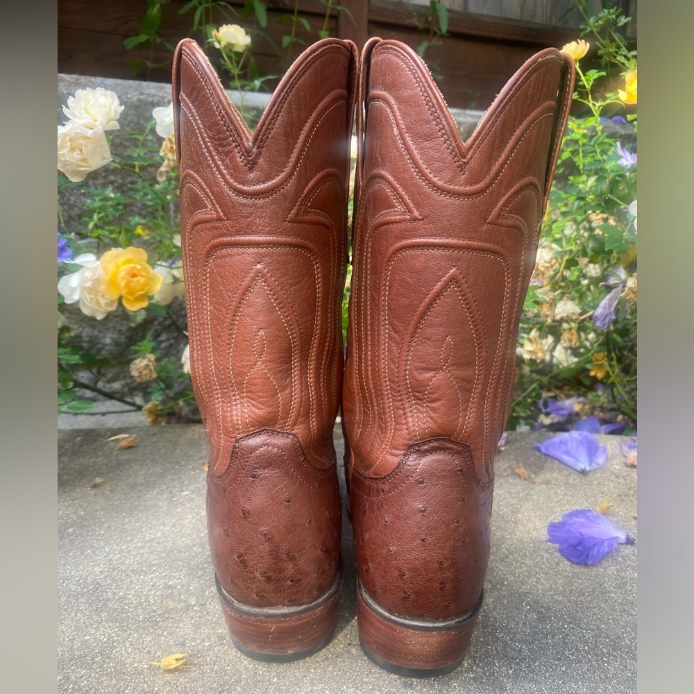 Tecovas Brown Ostrich Heeled Boots - Picture 8 of 10